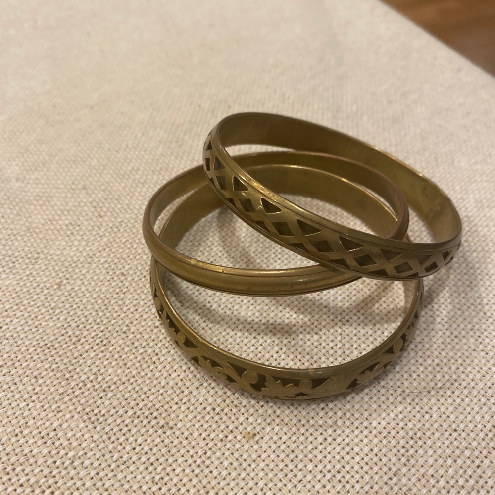 3 African Brass bracelets